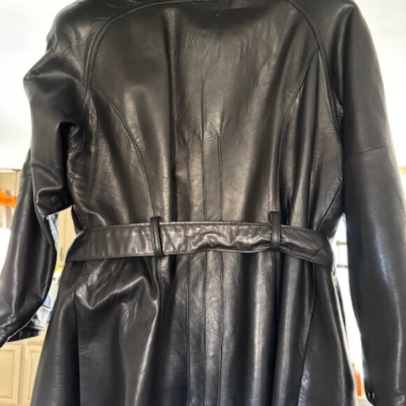 Ladies Black Leather Car Coat - Picture 3 of 4